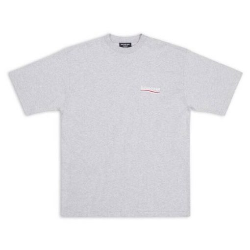 BALENCIAGA MEN’S POLITICAL CAMPAIGN T-SHIRT LARGE FIT IN GREY – BAS021