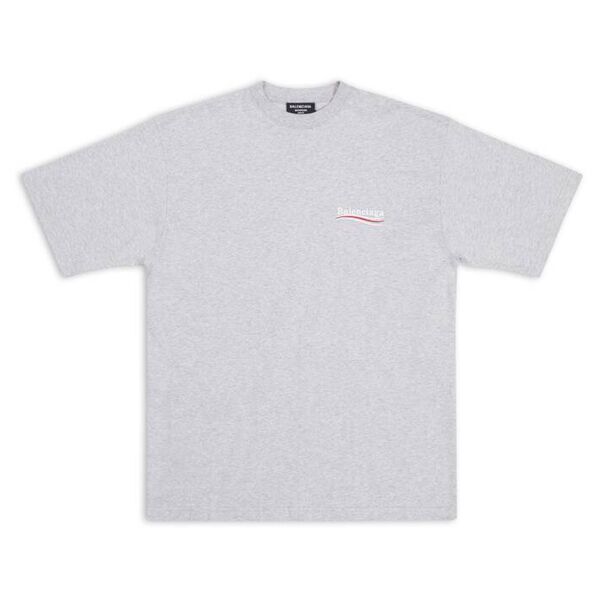 BALENCIAGA MEN’S POLITICAL CAMPAIGN T-SHIRT LARGE FIT IN GREY – BAS021