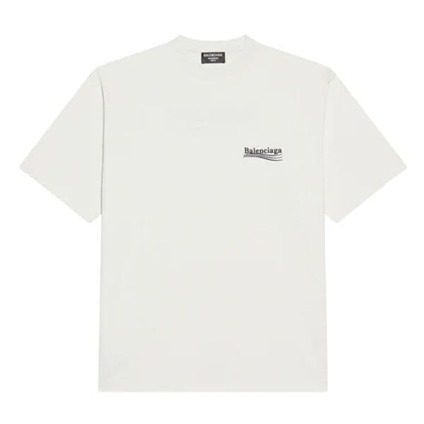BALENCIAGA MEN’S POLITICAL CAMPAIGN T-SHIRT LARGE FIT IN WHITE – BAS020