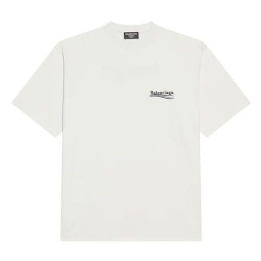 BALENCIAGA MEN’S POLITICAL CAMPAIGN T-SHIRT LARGE FIT IN WHITE – BAS020