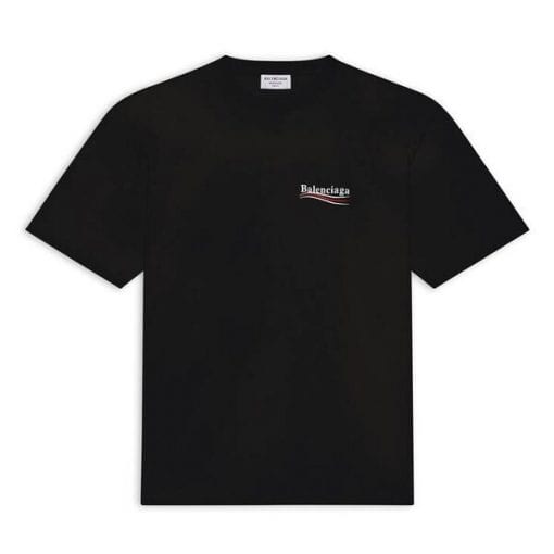BALENCIAGA MEN’S POLITICAL CAMPAIGN T-SHIRT REGULAR FIT IN BLACK – BAS002
