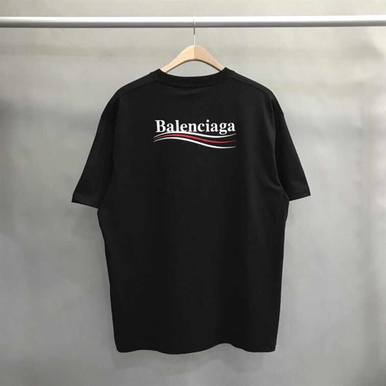 BALENCIAGA MEN’S POLITICAL CAMPAIGN T-SHIRT REGULAR FIT IN BLACK – BAS002