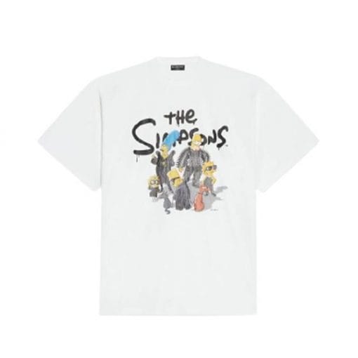 BALENCIAGA MEN’S THE SIMPSONS TM  20TH TELEVISION T-SHIRT OVERSIZED IN WHITE – BAS005