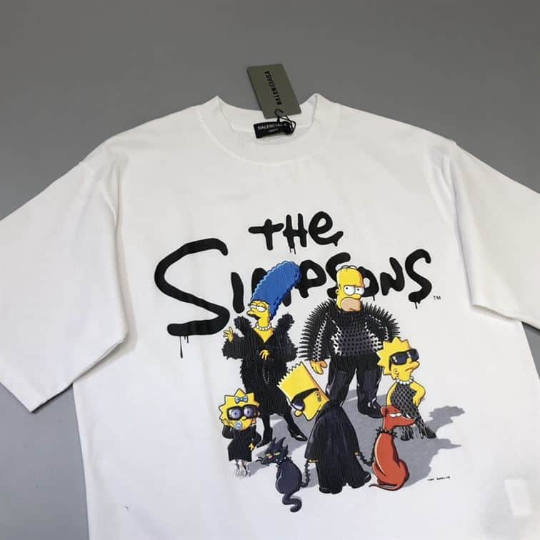 BALENCIAGA MEN’S THE SIMPSONS TM  20TH TELEVISION T-SHIRT OVERSIZED IN WHITE – BAS005