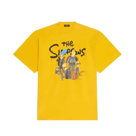 BALENCIAGA MEN’S THE SIMPSONS TM 20TH TELEVISION T-SHIRT OVERSIZED IN YELLOW – BAS007