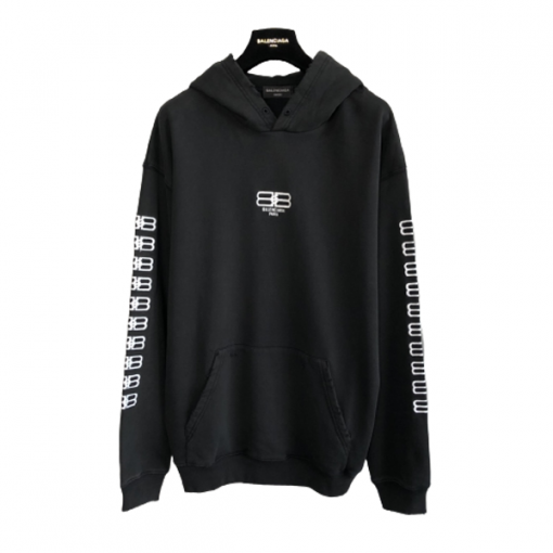 BALENCIAGA PARIS ICON HOODIE MEDIUM FIT IN BLACK – BH002