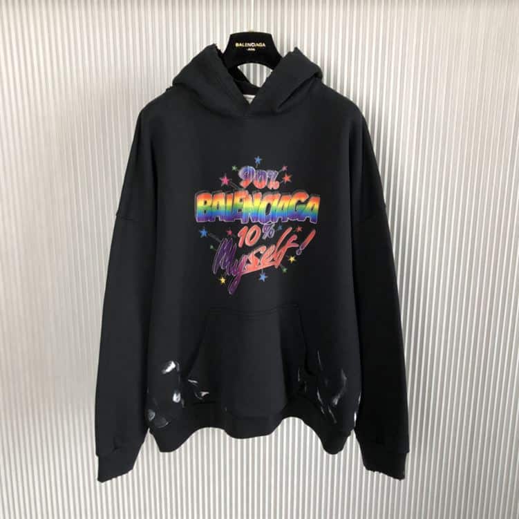 BALENCIAGA RAINBOW LOGO PRINT HOODIE – BH011