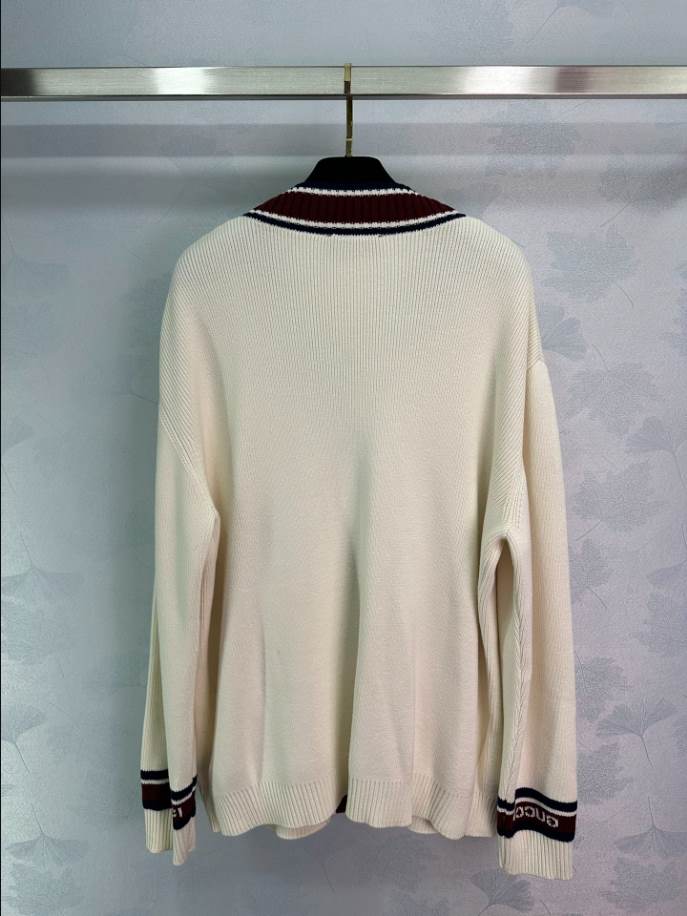 GUCCI White Wool V-neck Knitwear – GCK059