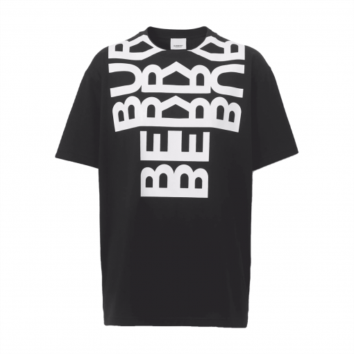 BURBERRY LOGO PRINT COTTON OVERSIZED T-SHIRT IN BLACK – BRS003
