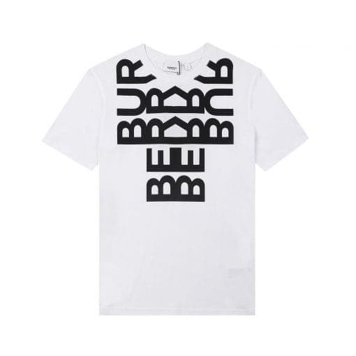 BURBERRY LOGO PRINT COTTON OVERSIZED T-SHIRT IN WHITE – BRS004