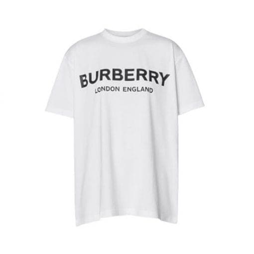 BURBERRY LOGO PRINT COTTON T-SHIRT IN WHITE – BRS009