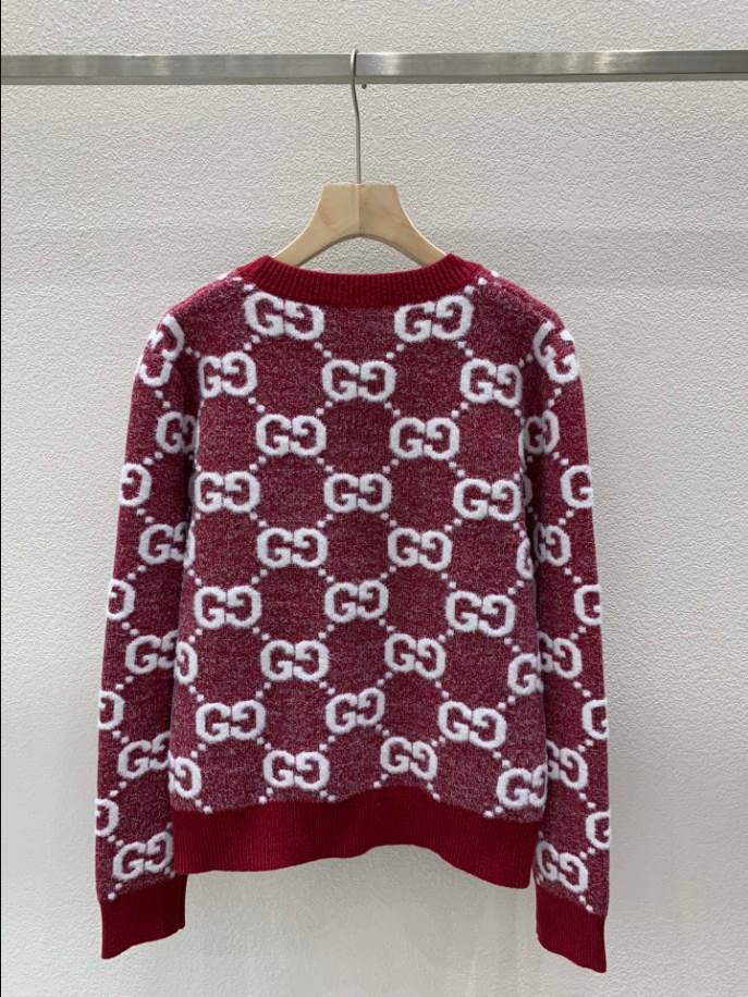 GUCCI Stitch Red V-neck Knitwear – GCK058
