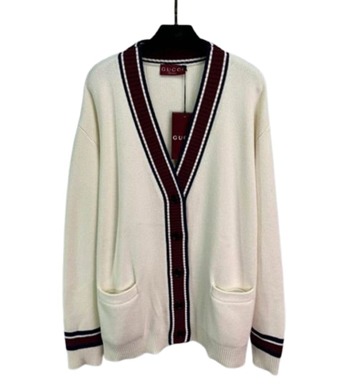 GUCCI White Wool V-neck Knitwear – GCK059