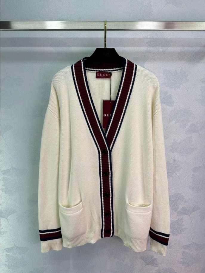 GUCCI White Wool V-neck Knitwear – GCK059
