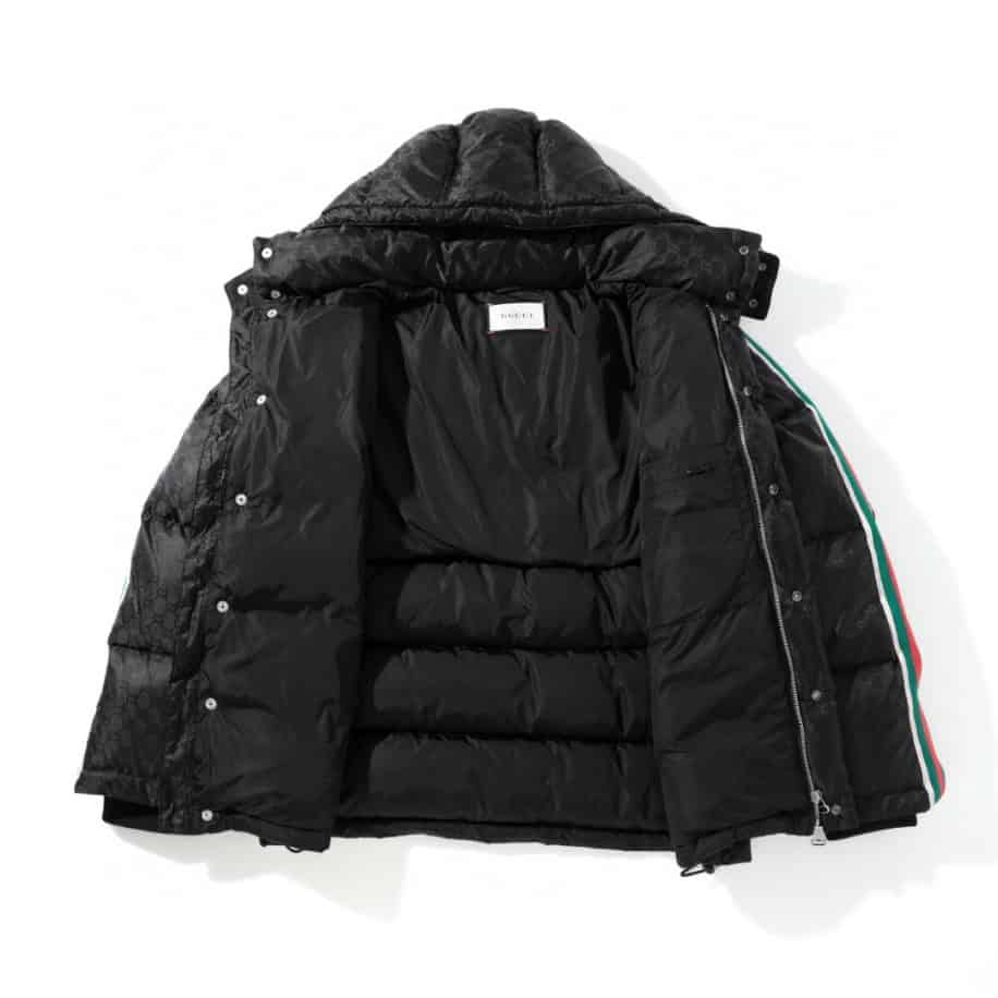 GUCCI Nylon Jacquard With Web Black Coat – GCJ048