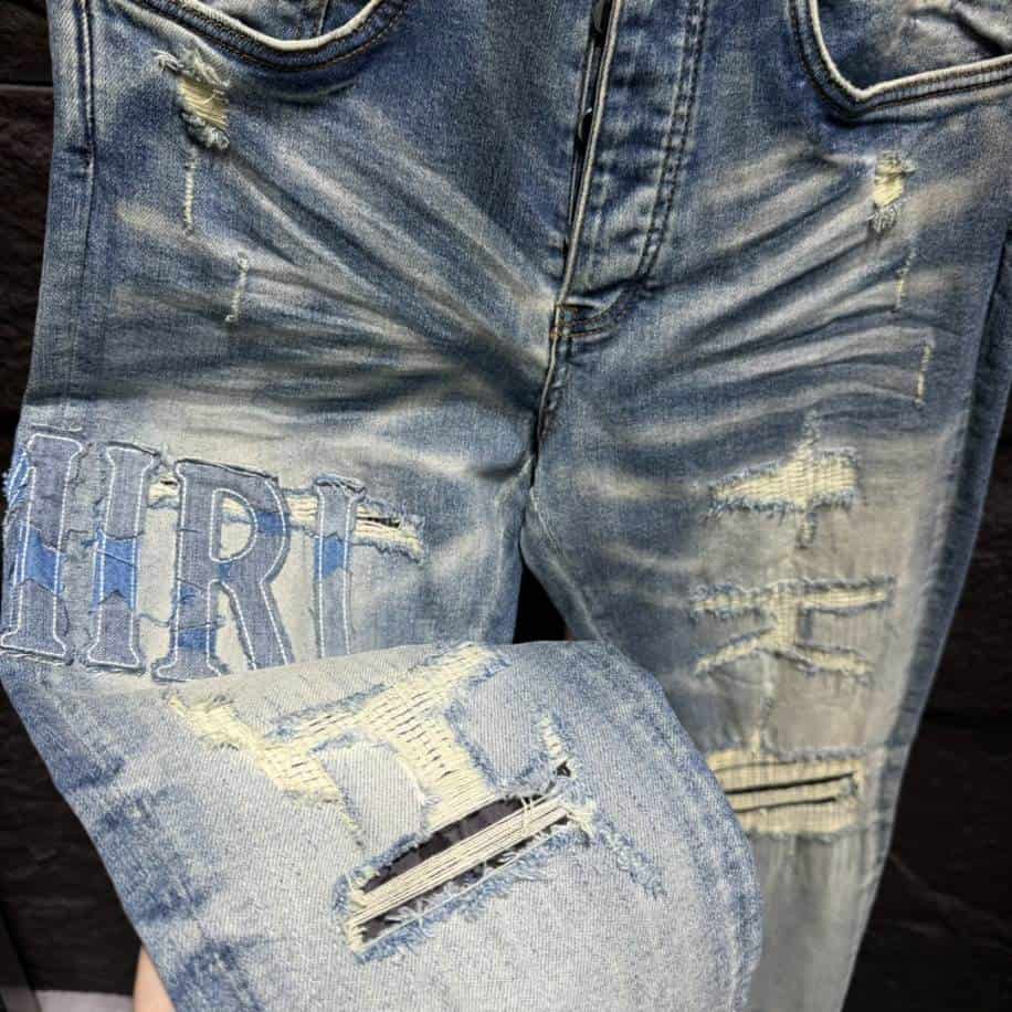 Amiri Hand Painted Slit Knee Blue Jean – AMIJ001