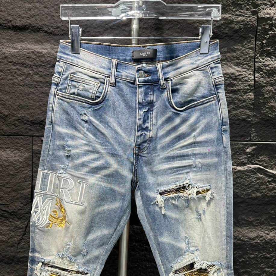 Amiri Ripp White Blue Jeans – AMIJ008
