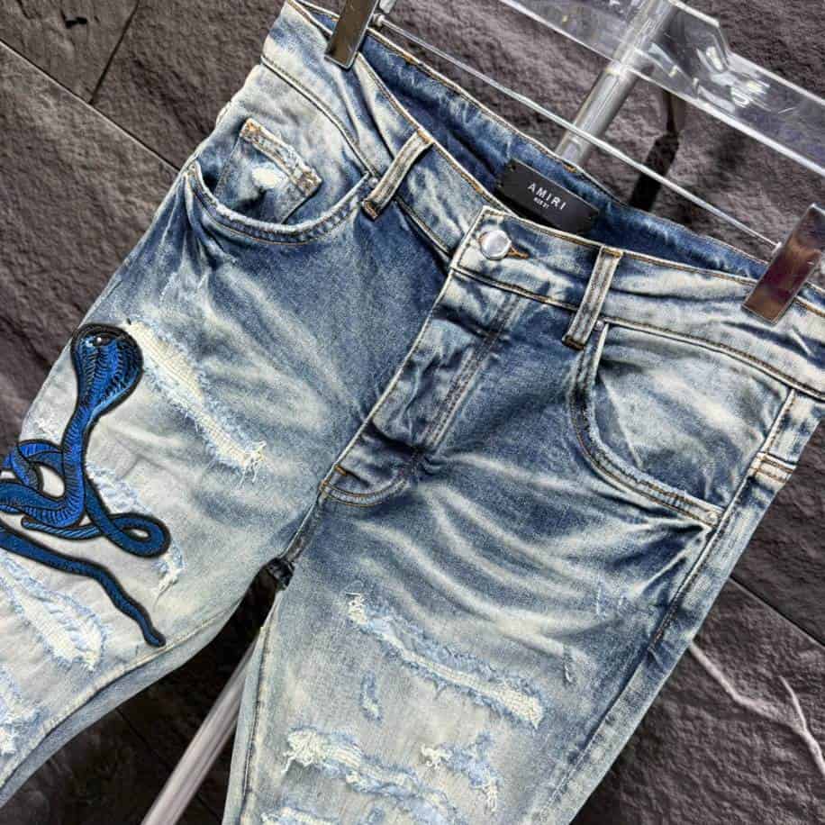 Amiri Men Blue Patch-Detail Jeans – AMIJ018