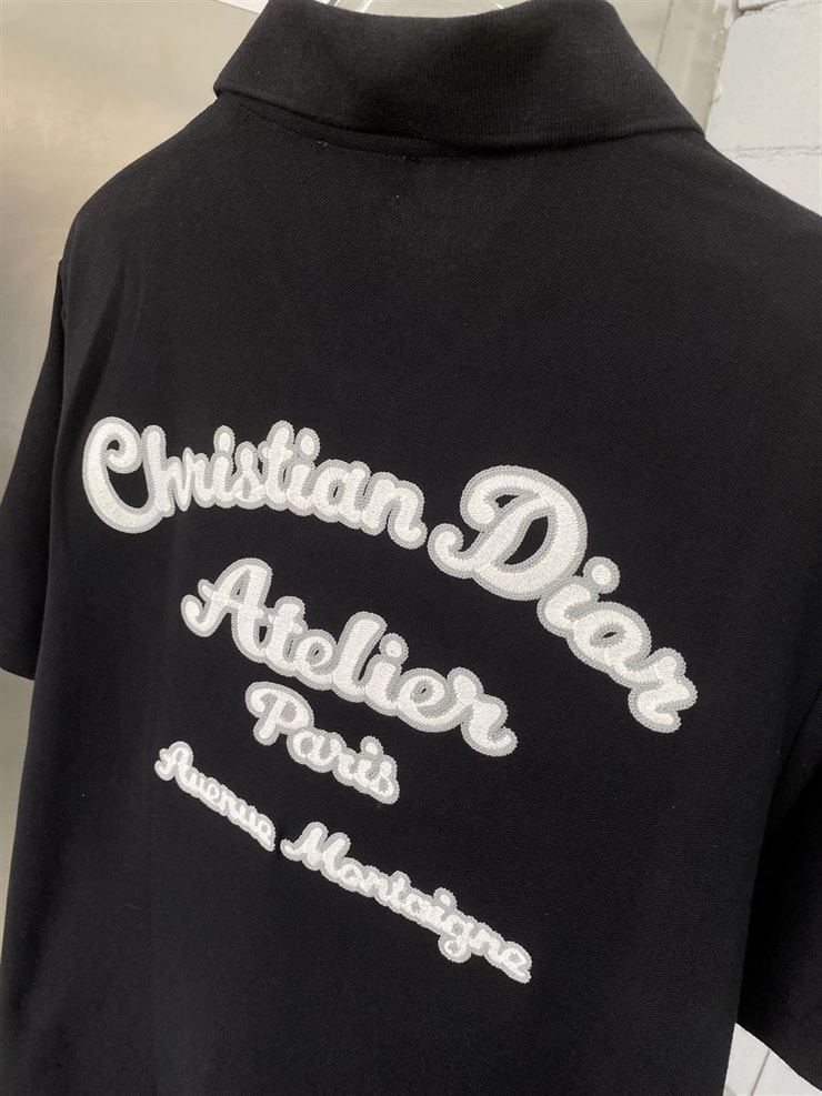 CHRISTIAN DIOR ATELIER’ POLO SHIRT BLACK COTTON PIQUÉ – DOT018