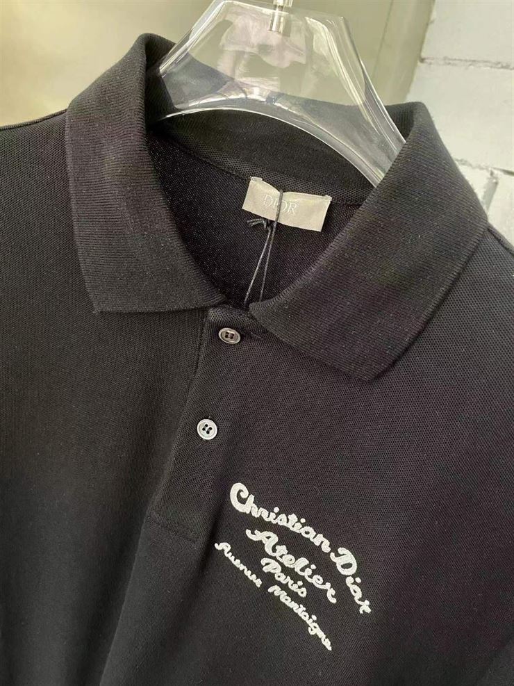 CHRISTIAN DIOR ATELIER’ POLO SHIRT BLACK COTTON PIQUÉ – DOT018