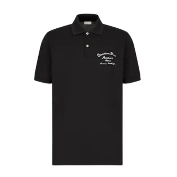 CHRISTIAN DIOR ATELIER’ POLO SHIRT BLACK COTTON PIQUÉ – DOT018