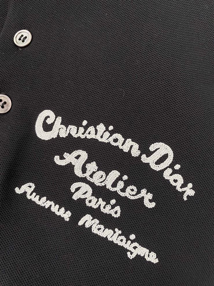 CHRISTIAN DIOR ATELIER’ POLO SHIRT BLACK COTTON PIQUÉ – DOT018