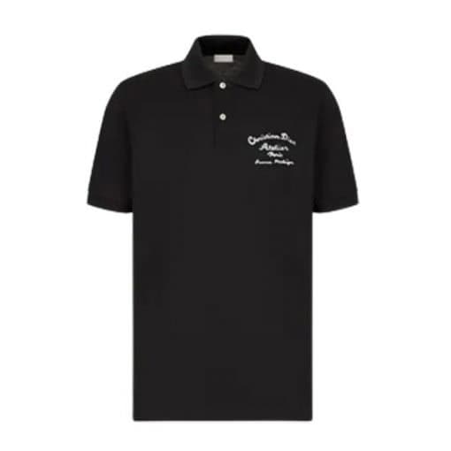 CHRISTIAN DIOR ATELIER’ POLO SHIRT BLACK COTTON PIQUÉ – DOT018