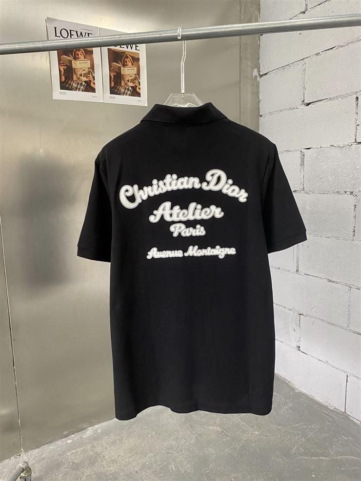 CHRISTIAN DIOR ATELIER’ POLO SHIRT BLACK COTTON PIQUÉ – DOT018