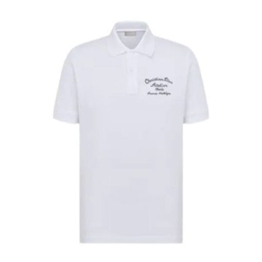 CHRISTIAN DIOR ATELIER’ POLO SHIRT WHITE COTTON PIQUÉ – DOT019