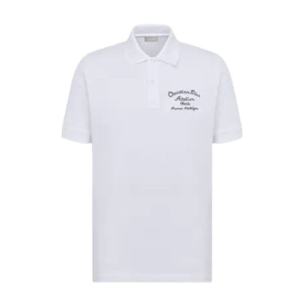 CHRISTIAN DIOR ATELIER’ POLO SHIRT WHITE COTTON PIQUÉ – DOT019
