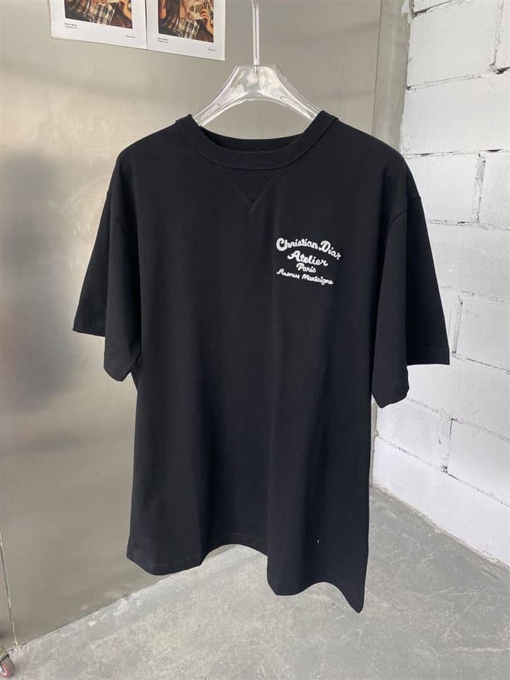 CHRISTIAN DIOR ATELIER’ T-SHIRT RELAXED FIT BLACK COTTON JERSEY – DOT020