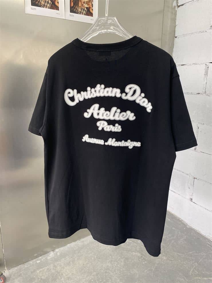 CHRISTIAN DIOR ATELIER’ T-SHIRT RELAXED FIT BLACK COTTON JERSEY – DOT020