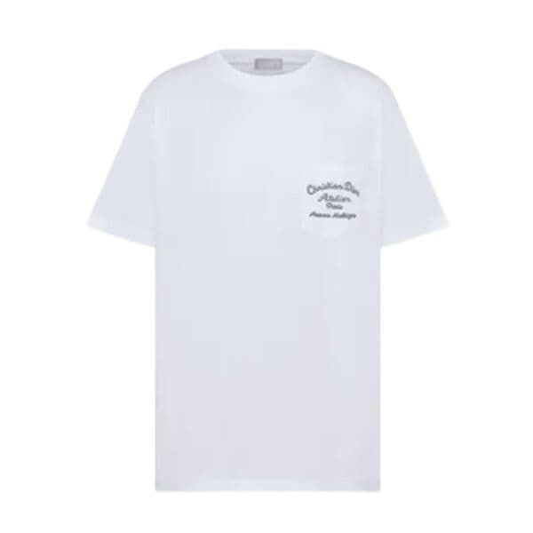 CHRISTIAN DIOR ATELIER’ T-SHIRT RELAXED FIT WHITE COTTON JERSEY – DOT023