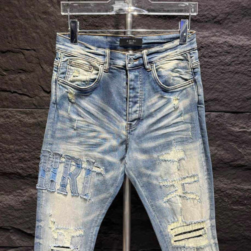 Amiri Hand Painted Slit Knee Blue Jean – AMIJ001