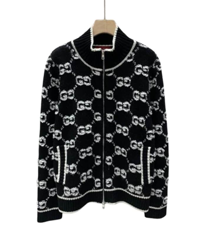 GUCCI Bouclé Stitch Jacquard Black Knitwear – GCK053