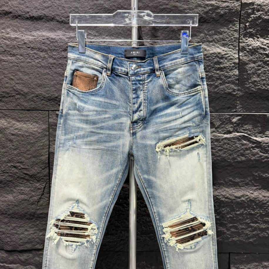 Amiri Ripp Brown Blue Jeans – AMIJ028