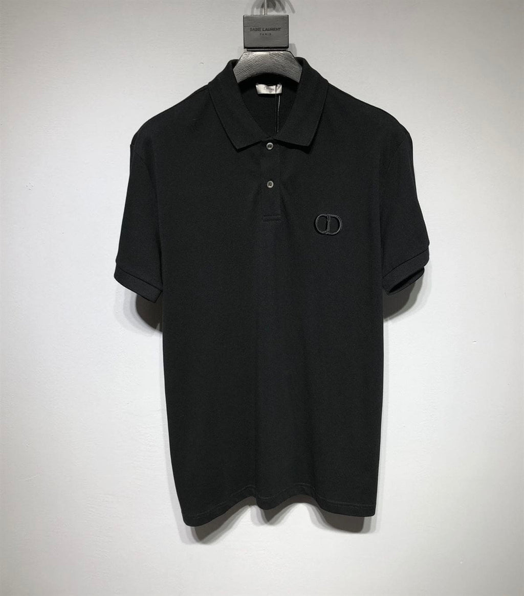 DIOR CD ICON POLO SHIRT BLACK COTTON PIQUÉ – DOT026