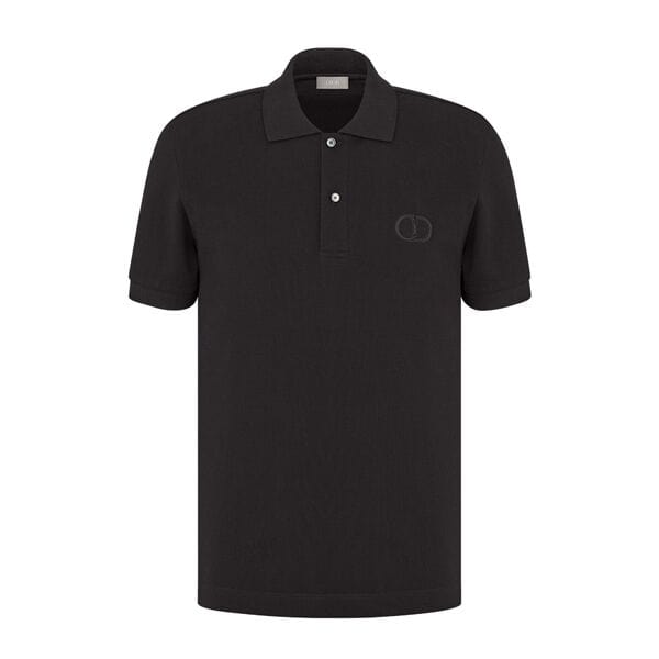 DIOR CD ICON POLO SHIRT BLACK COTTON PIQUÉ – DOT026
