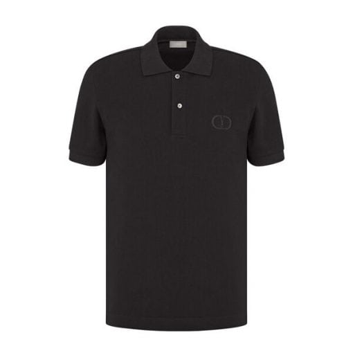 DIOR CD ICON POLO SHIRT BLACK COTTON PIQUÉ – DOT026