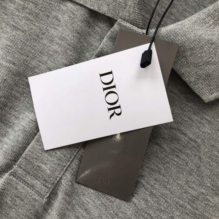 DIOR CD ICON POLO SHIRT GRAY COTTON PIQUÉ – DOT024