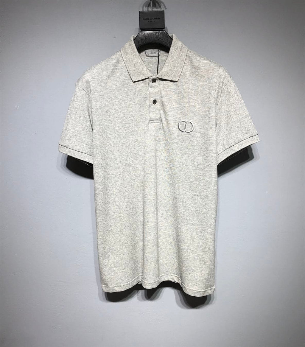 DIOR CD ICON POLO SHIRT GRAY COTTON PIQUÉ – DOT024