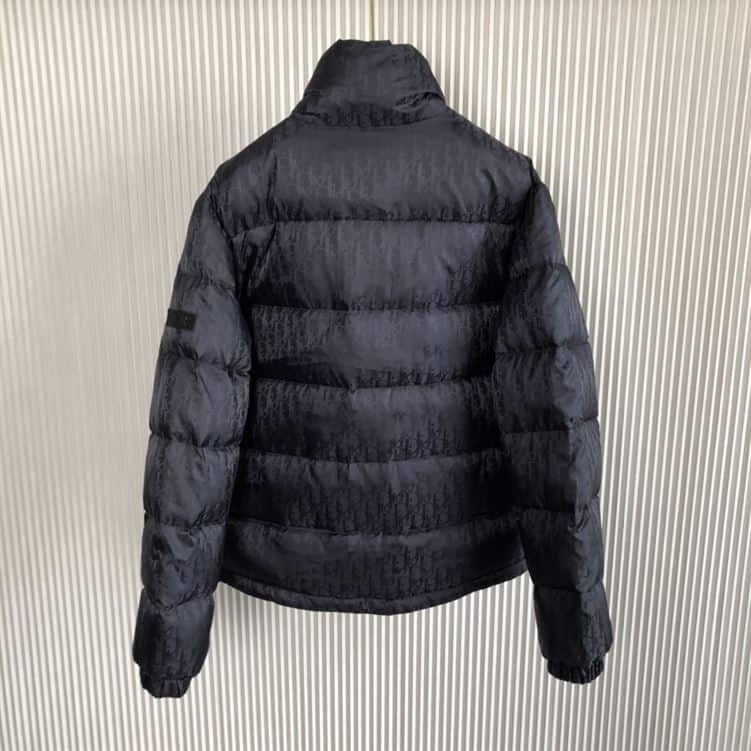 DIOR OBLIQUE DOWN JACKET BLACK NYLON TECHNICAL JACQUARD – DRC008