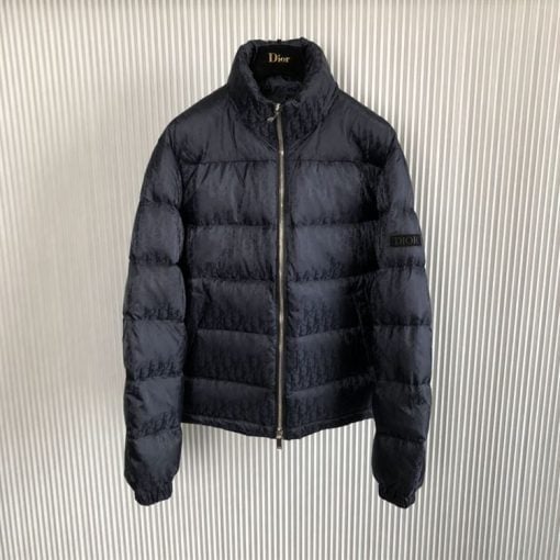 DIOR OBLIQUE DOWN JACKET BLACK NYLON TECHNICAL JACQUARD – DRC008