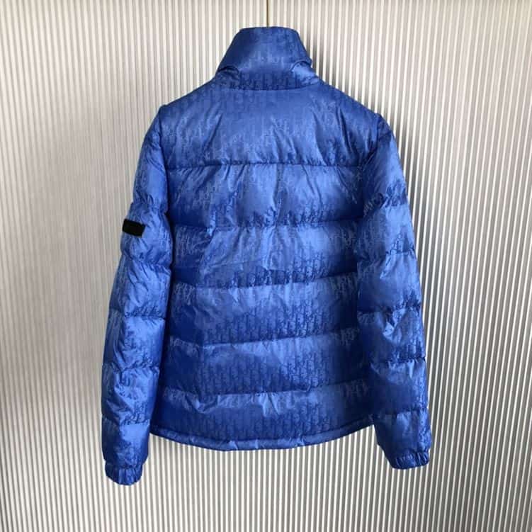 DIOR OBLIQUE DOWN JACKET BLUE TECHNICAL JACQUARD – DRC005