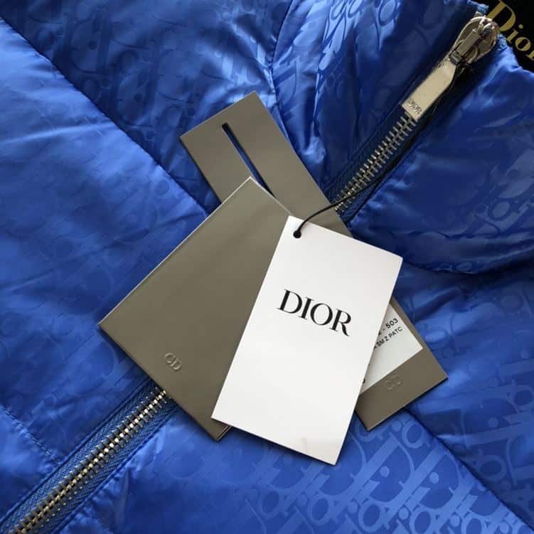 DIOR OBLIQUE DOWN JACKET BLUE TECHNICAL JACQUARD – DRC005