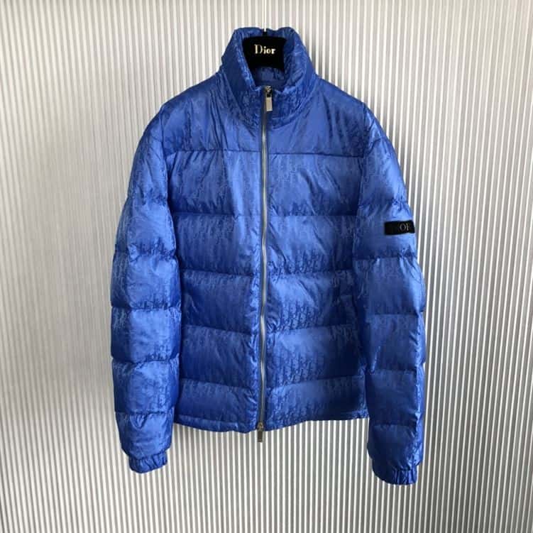 DIOR OBLIQUE DOWN JACKET BLUE TECHNICAL JACQUARD – DRC005