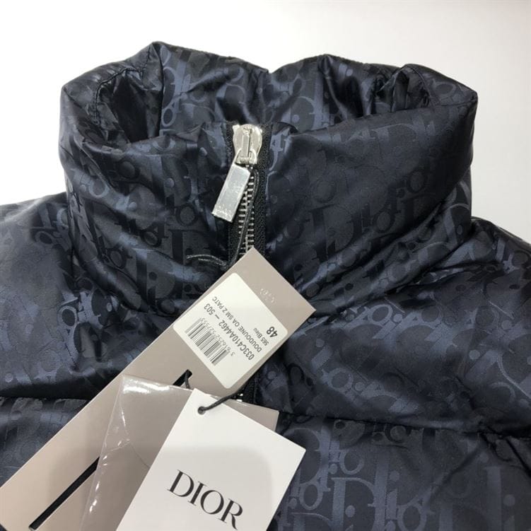 DIOR OBLIQUE DOWN JACKET NAVY BLUE TECHNICAL JACQUARD – DRC003
