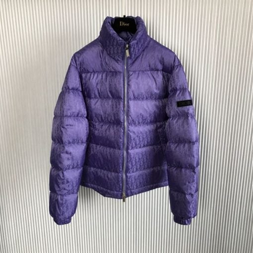 DIOR OBLIQUE DOWN JACKET PURPLE NYLON JACQUARD – DRC007