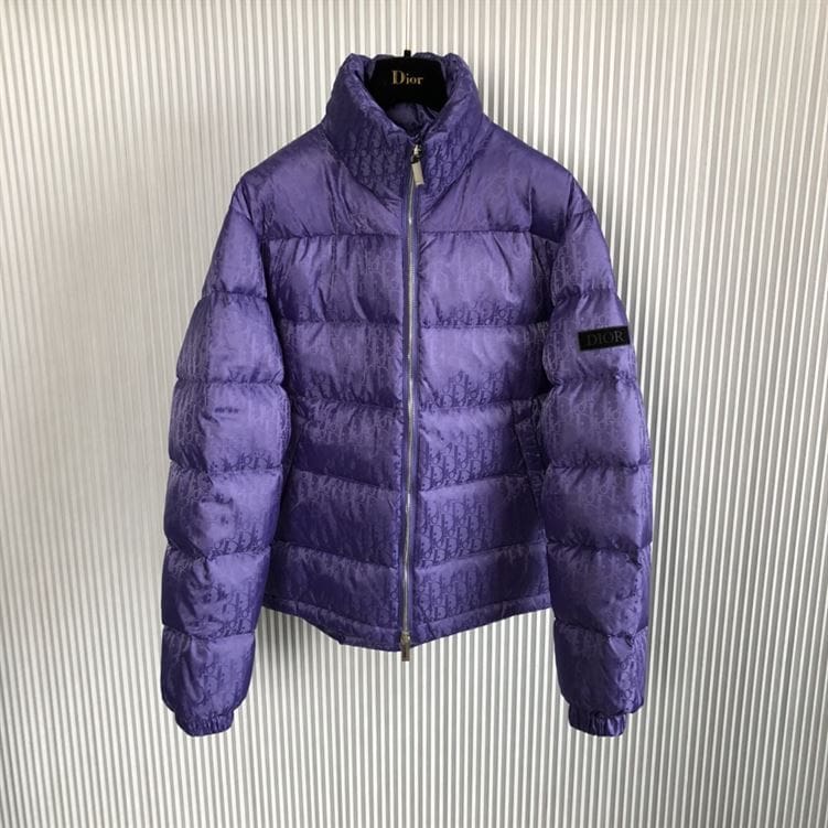 DIOR OBLIQUE DOWN JACKET PURPLE NYLON JACQUARD – DRC007
