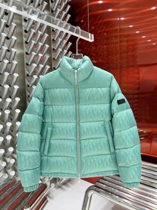 DIOR OBLIQUE DOWN JACKET SEA GREEN TECHNICAL JACQUARD – DRC004